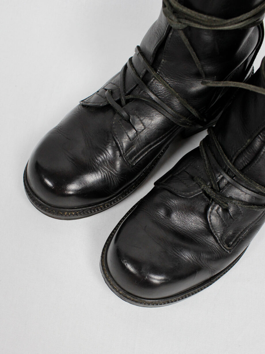 Dirk Bikkembergs black tall boots wrapped with laces through the soles 90s (15)