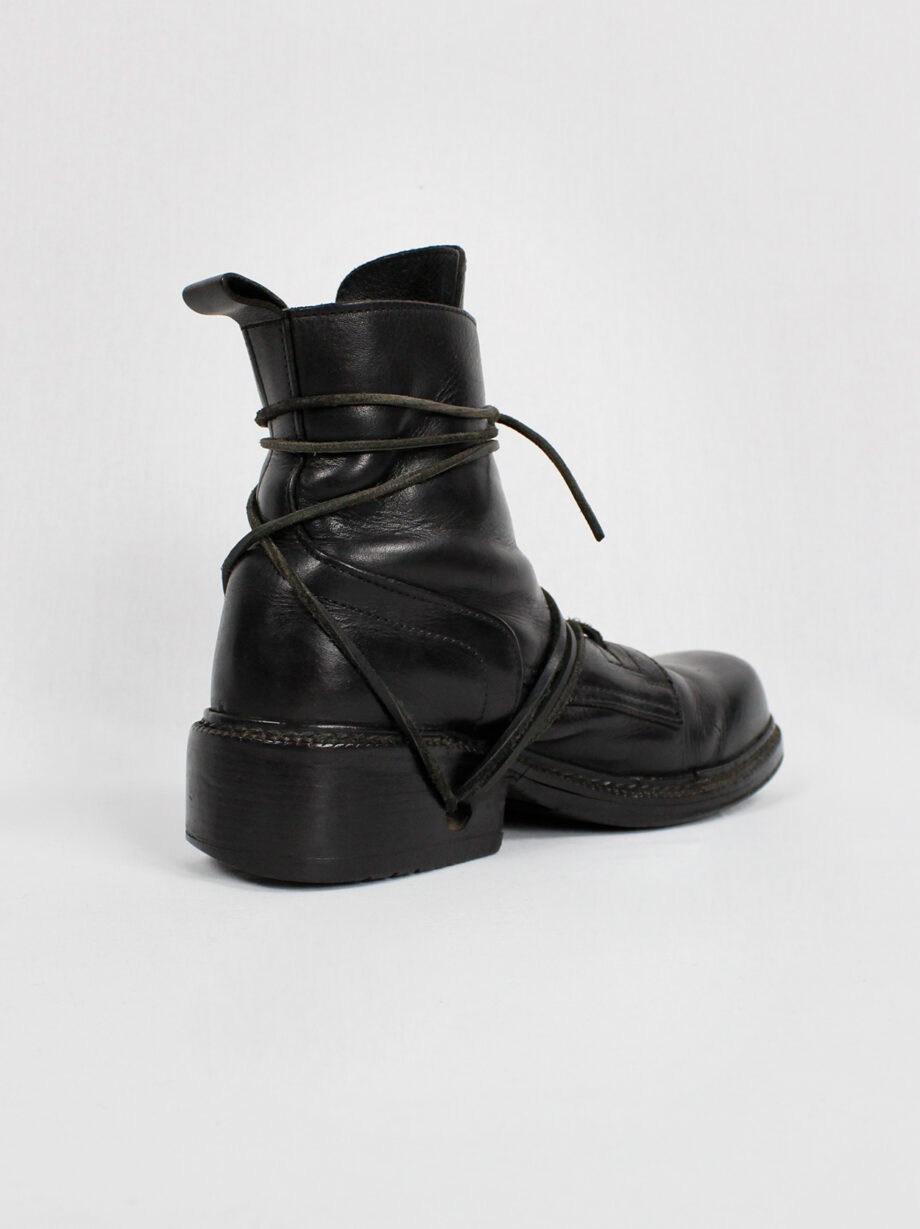 Dirk Bikkembergs black combat boots wrapped with laces through the soles (41) — mid 90’s