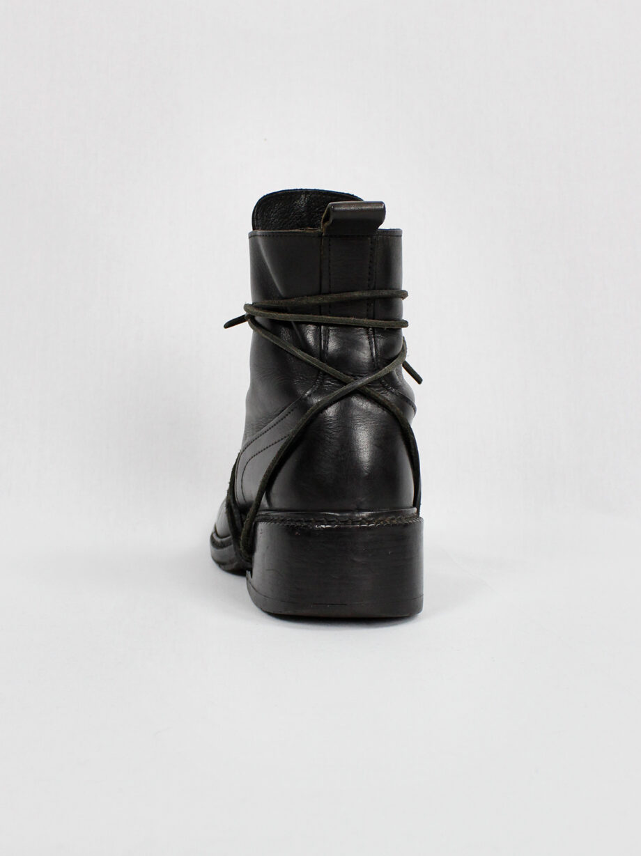 Dirk Bikkembergs black tall boots wrapped with laces through the soles 90s (7)
