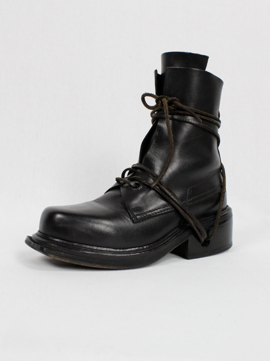 Dirk Bikkembergs black tall mountaineering boots with laces through the soles late 90s (16)