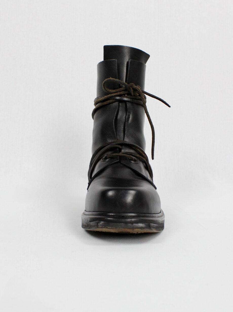 Dirk Bikkembergs black tall mountaineering boots with laces through the soles late 90s (17)