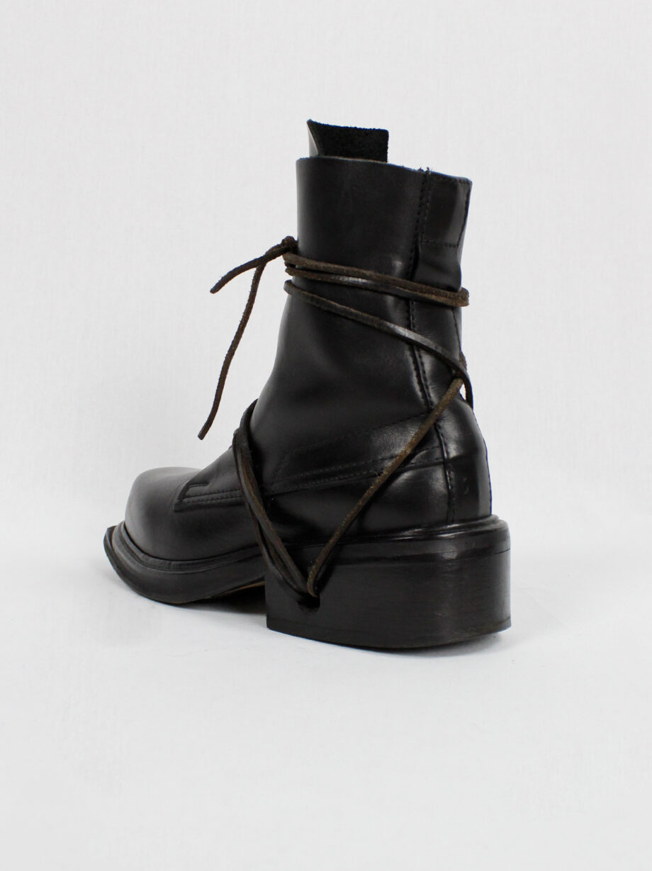 Dirk Bikkembergs black tall mountaineering boots with laces through the soles late 90s (5)