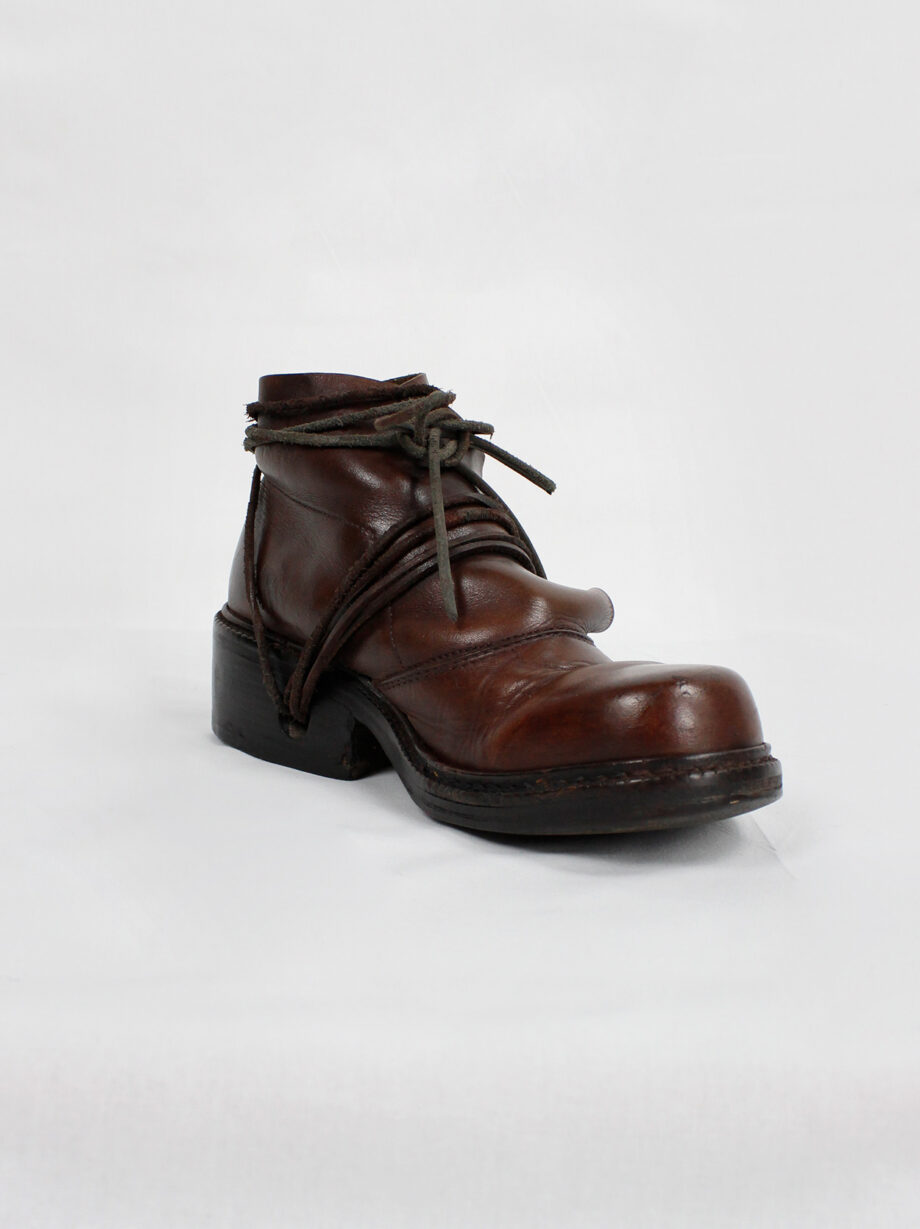 Dirk Bikkembergs brown boots with flap and laces through the heel fall 1994 (12)