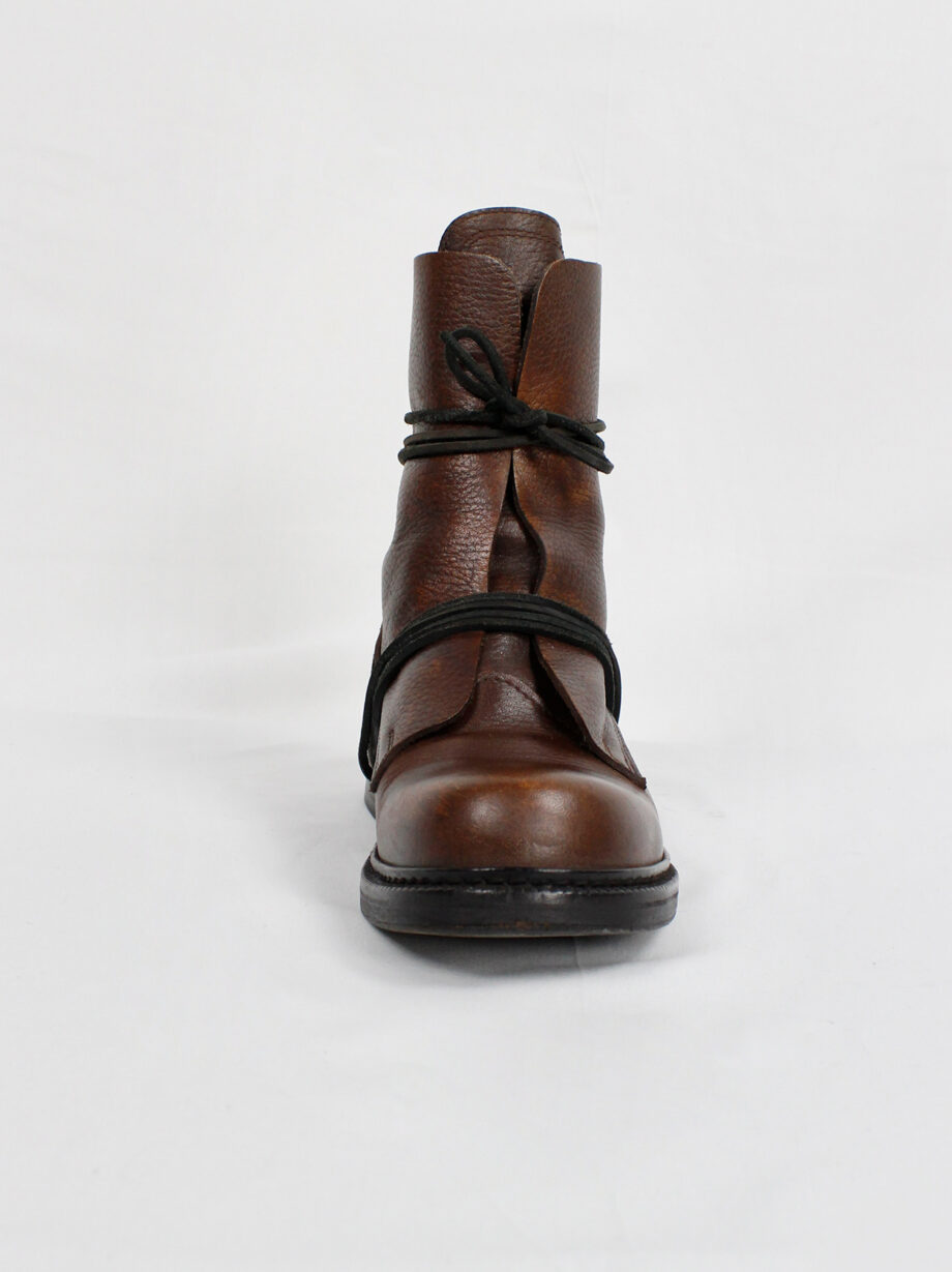Dirk Bikkembergs brown tall boots front wrapped by laces through the soles circa 1990 (16)