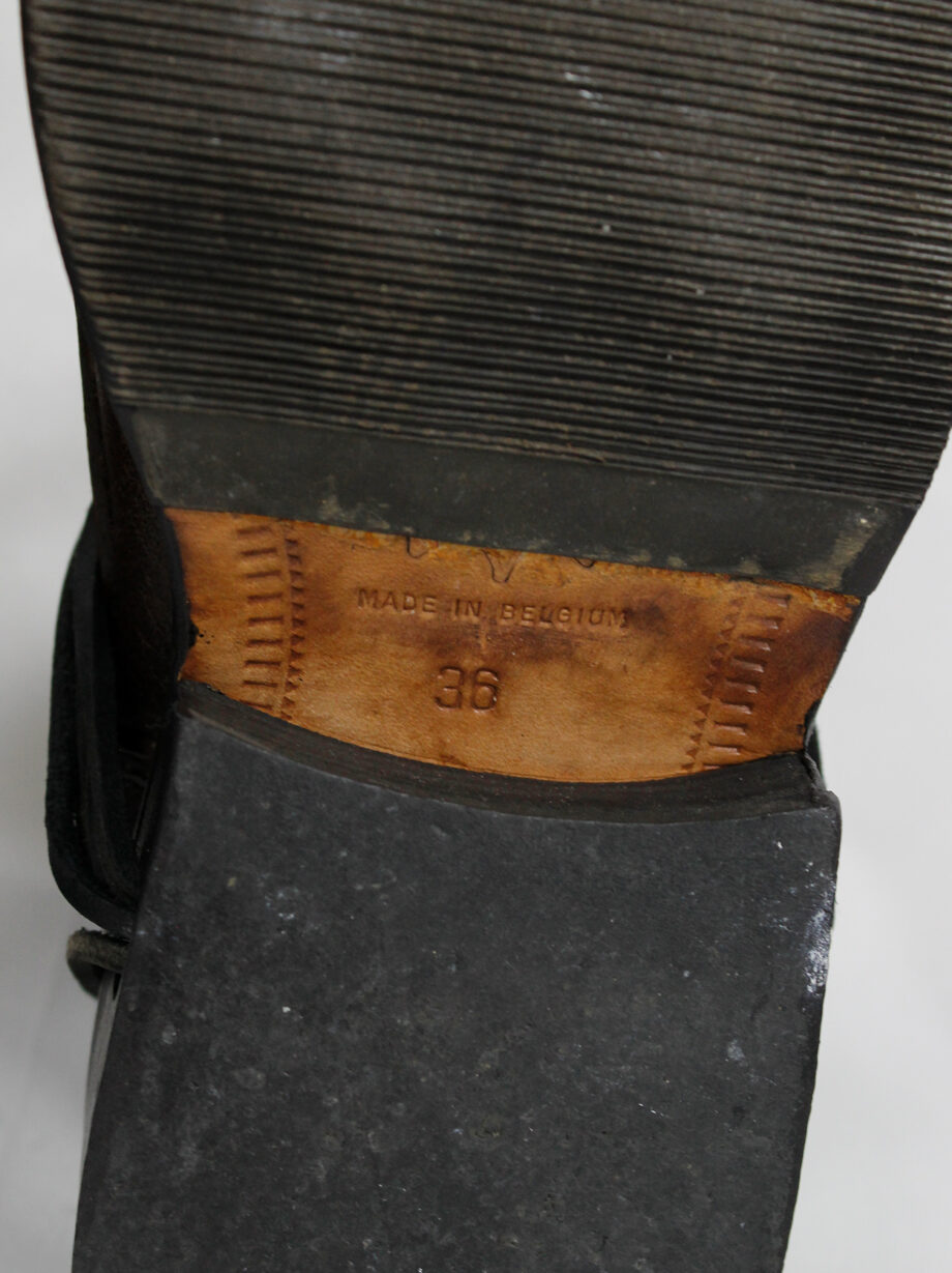 Dirk Bikkembergs brown tall boots front wrapped by laces through the soles circa 1990 (4)