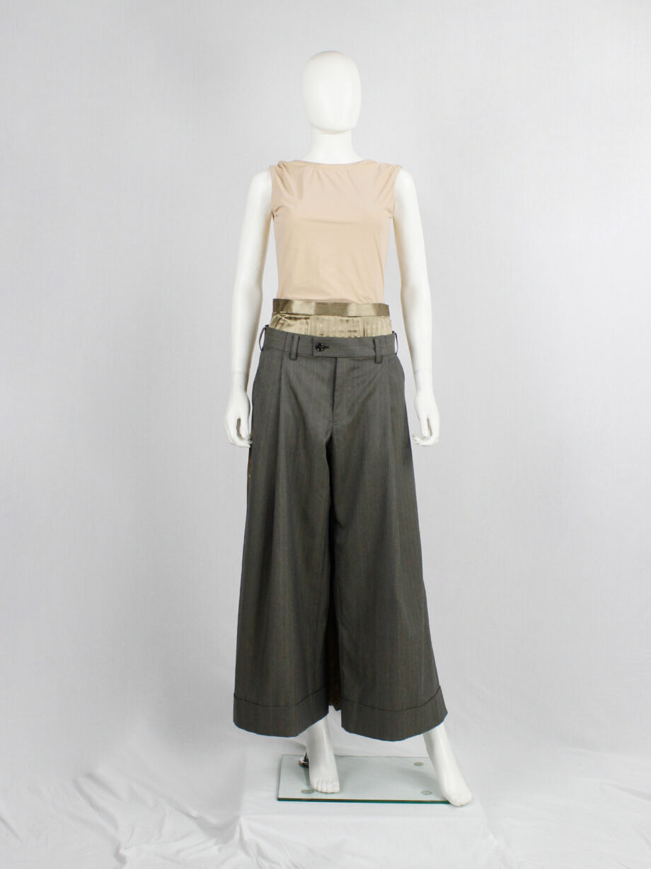 Junya Watanabe brown trousers attached to a chartreuse pleated maxi skirt fall 2010 (12)