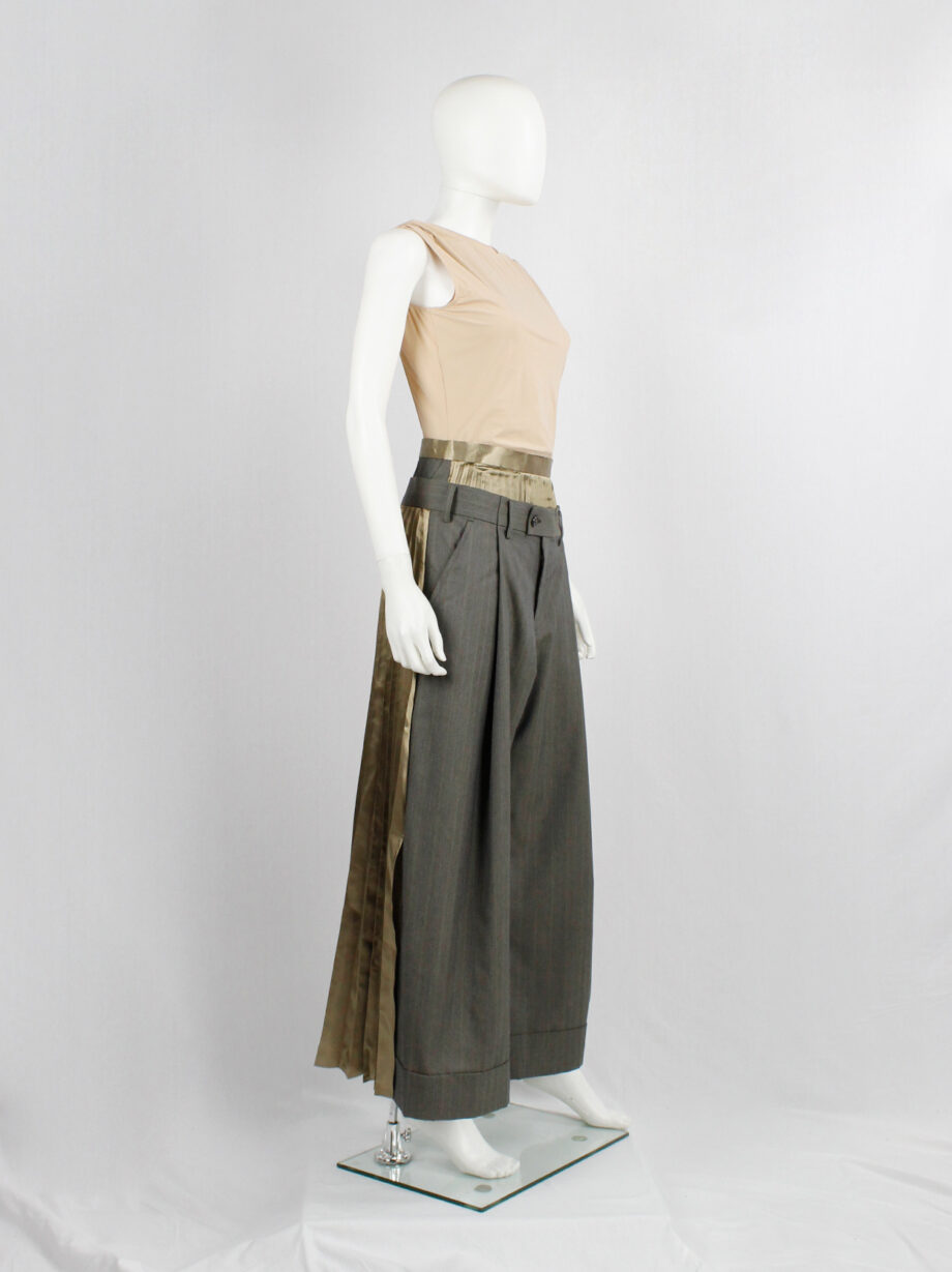 Junya Watanabe brown trousers attached to a chartreuse pleated maxi skirt fall 2010 (17)