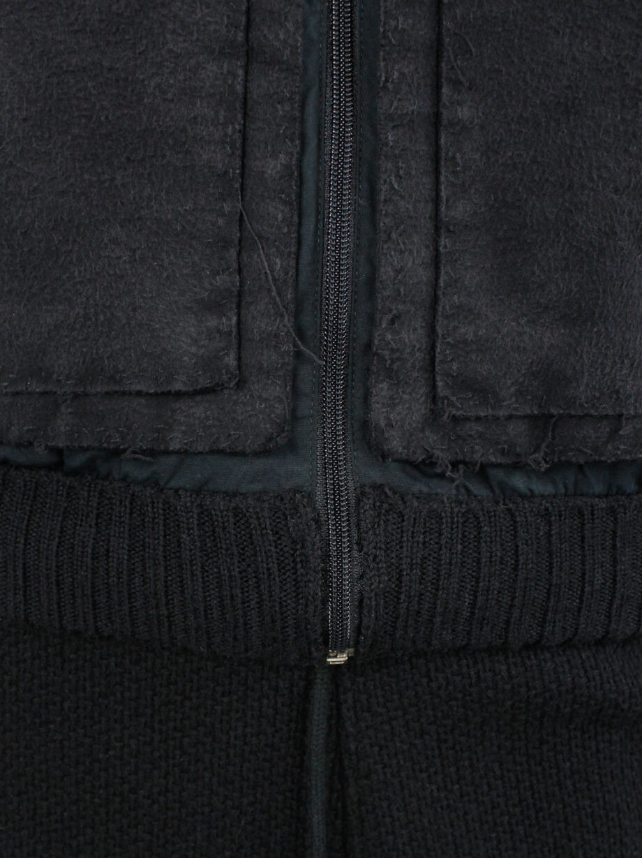 Jurgi Persoons dark grey bomber jacket covered with irregularly stitched frayed panels late 90s (22)