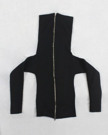 Maison Martin Margiela black flat zipper jumper with extra long neckline — fall 1998