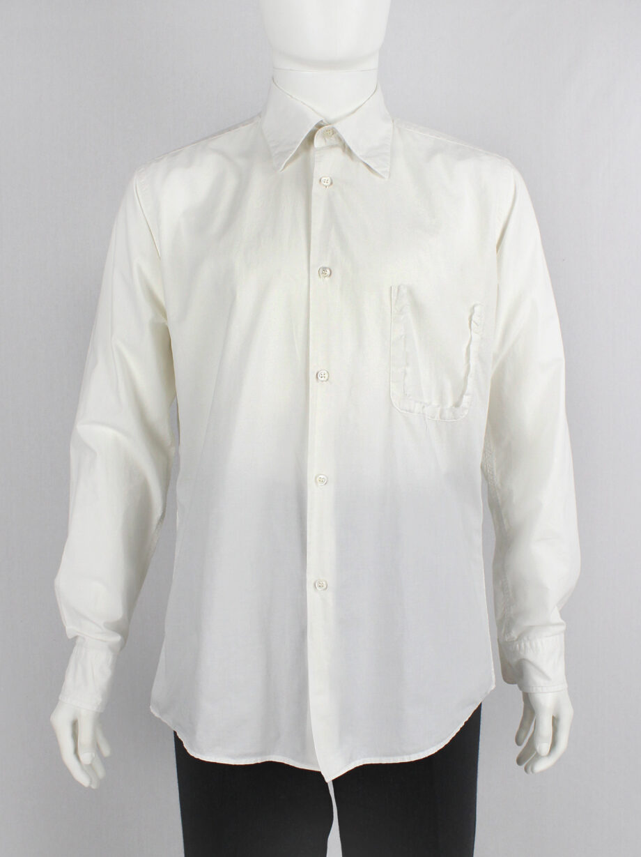 Maison Martin Margiela white shirt with torn out breastpocket (1)