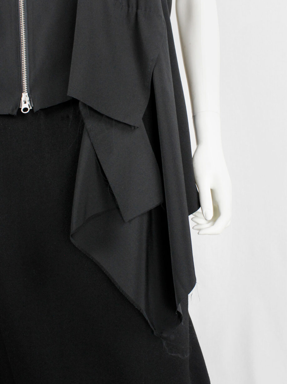 Yohji Yamamoto black silk blouse with front zipper and side drape (13)