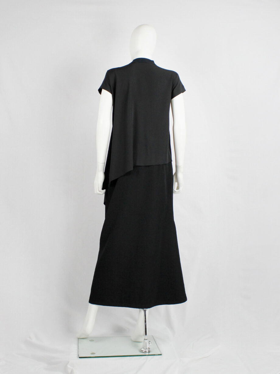 Yohji Yamamoto black silk blouse with front zipper and side drape (6)