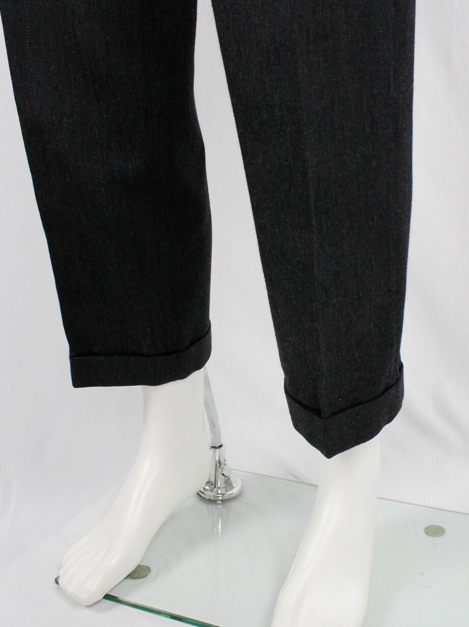 Ys for men dark grey tapered trousers with pleats at the waist 1980s 80s (8)