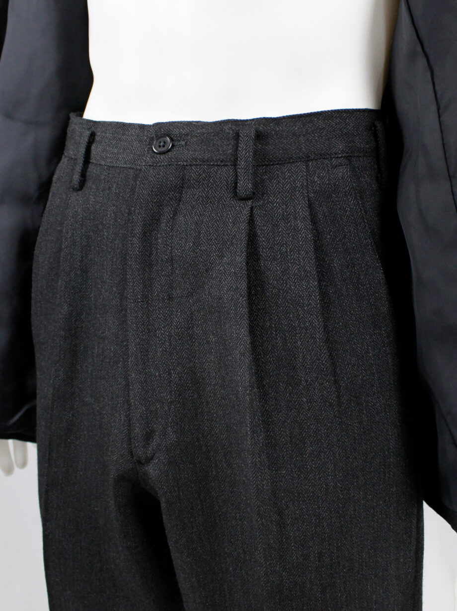 Ys for men dark grey tapered trousers with pleats at the waist 1980s 80s (9)