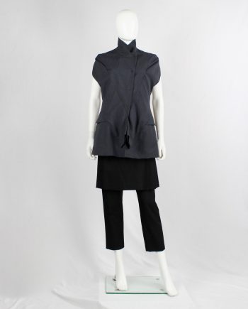 A.F. Vandevorst grey pinstripe blazer deconstructed into a vest — fall 2001