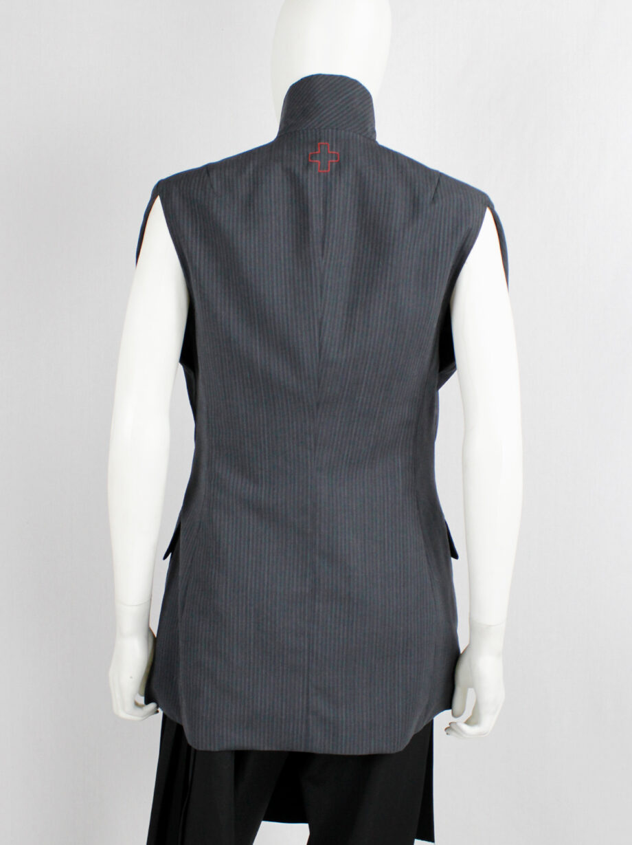 a f Vandevorst grey pinstripe blazer deconstructed into a vest fall 2001 (3)