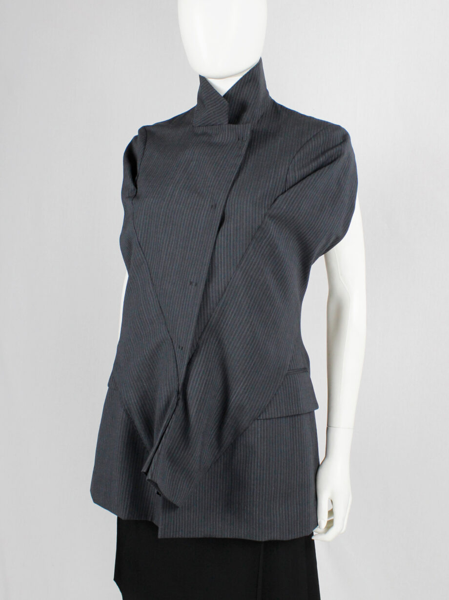 a f Vandevorst grey pinstripe blazer deconstructed into a vest fall 2001 (9)