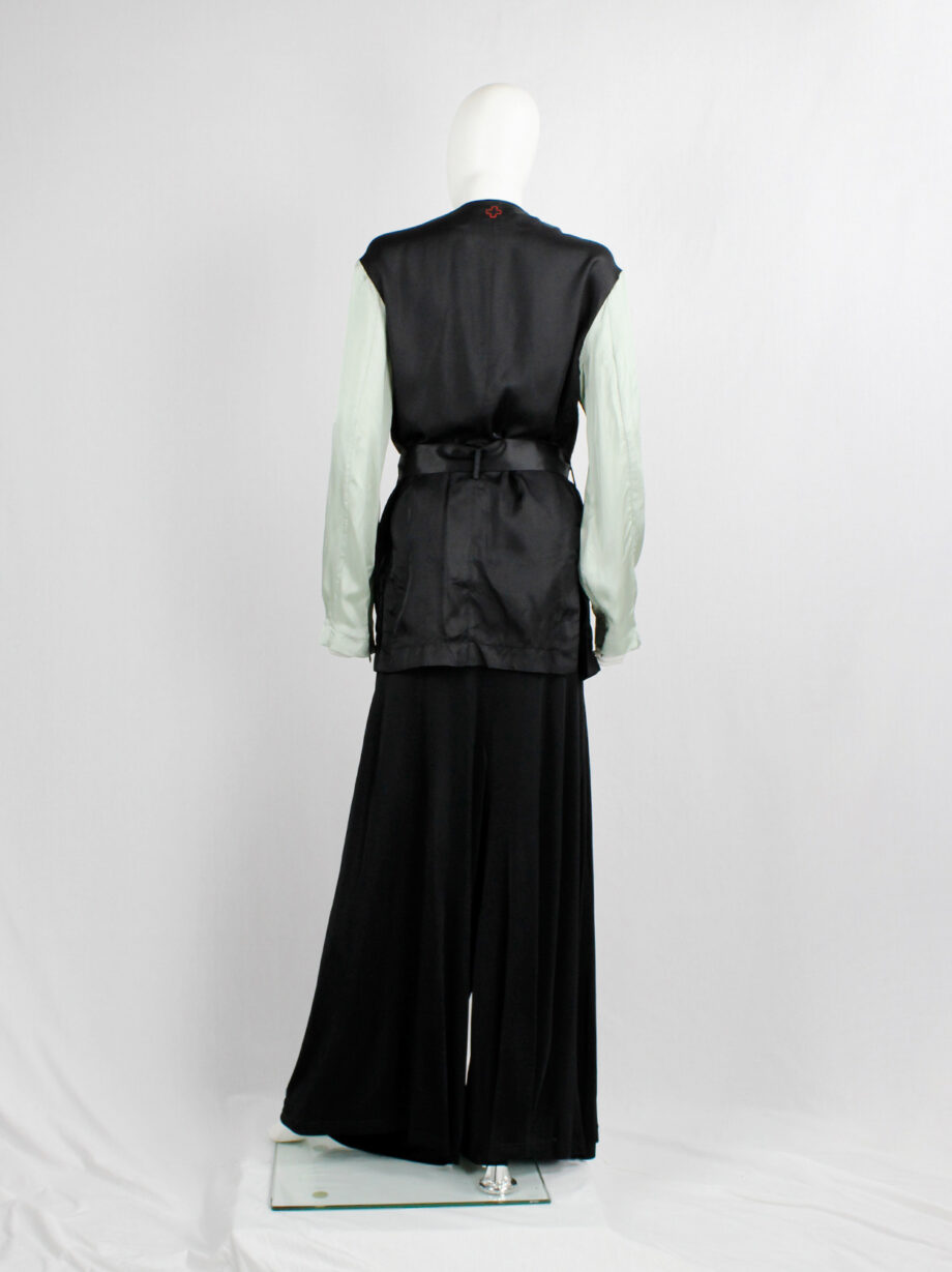 af Vandevorst black satin inside-out jacket with mint open sleeves spring 2020 (12)