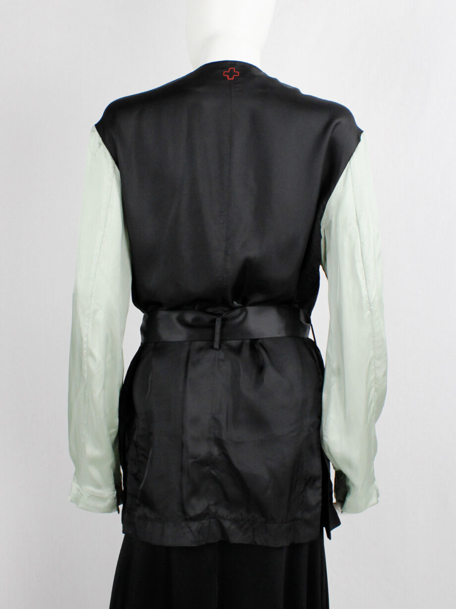 af Vandevorst black satin inside-out jacket with mint open sleeves spring 2020 (13)