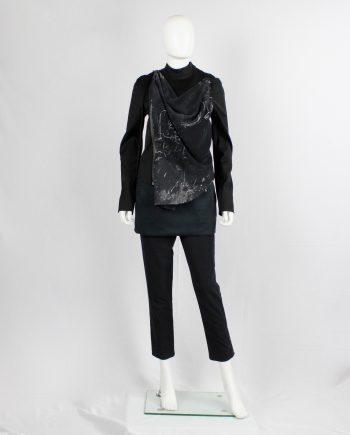 archive a f Vandevorst black draped fencing jacket with chalk print fall 2010