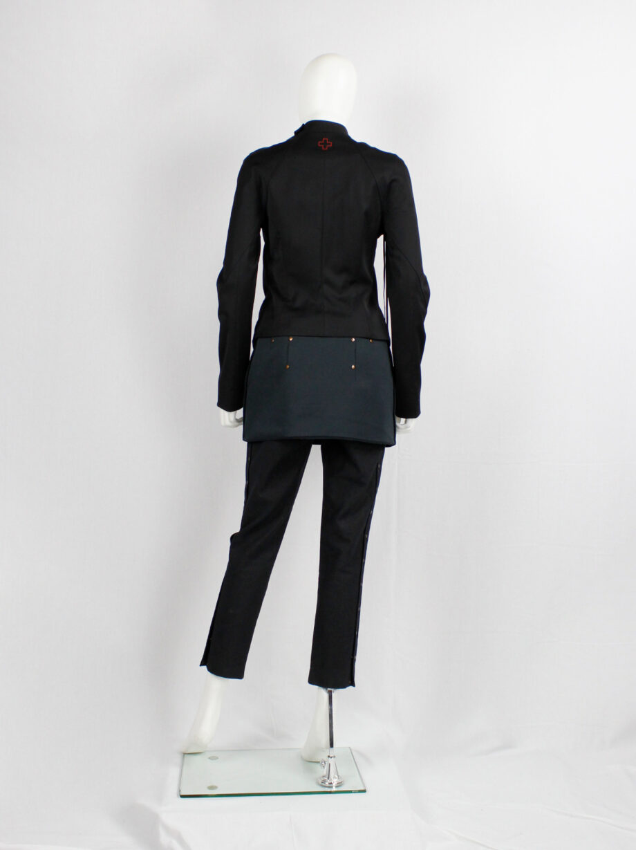 archive a f Vandevorst black draped fencing jacket with chalk print fall 2010 (2)