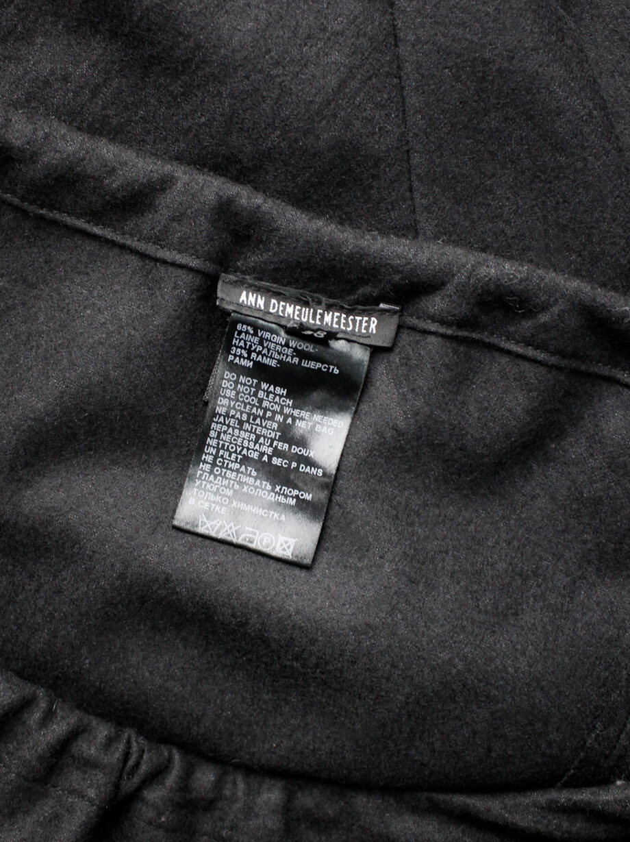 vintage Ann Demeulemeester black wool maxi skirt with mermaid train fall 2006 (10)