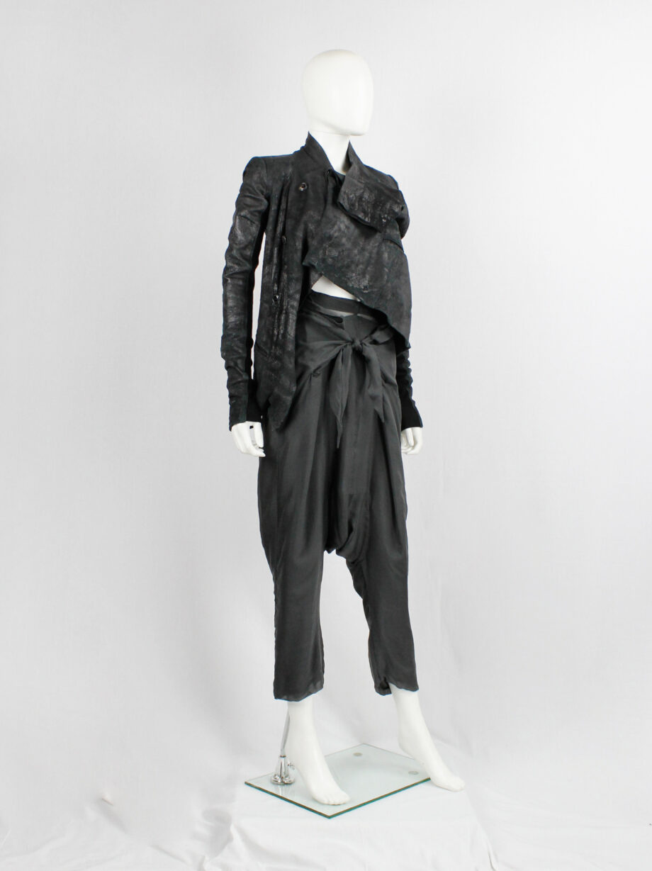 vintage Rick Owens ANTHEM khaki drop crotch trousers with front ties spring 2011 (6)