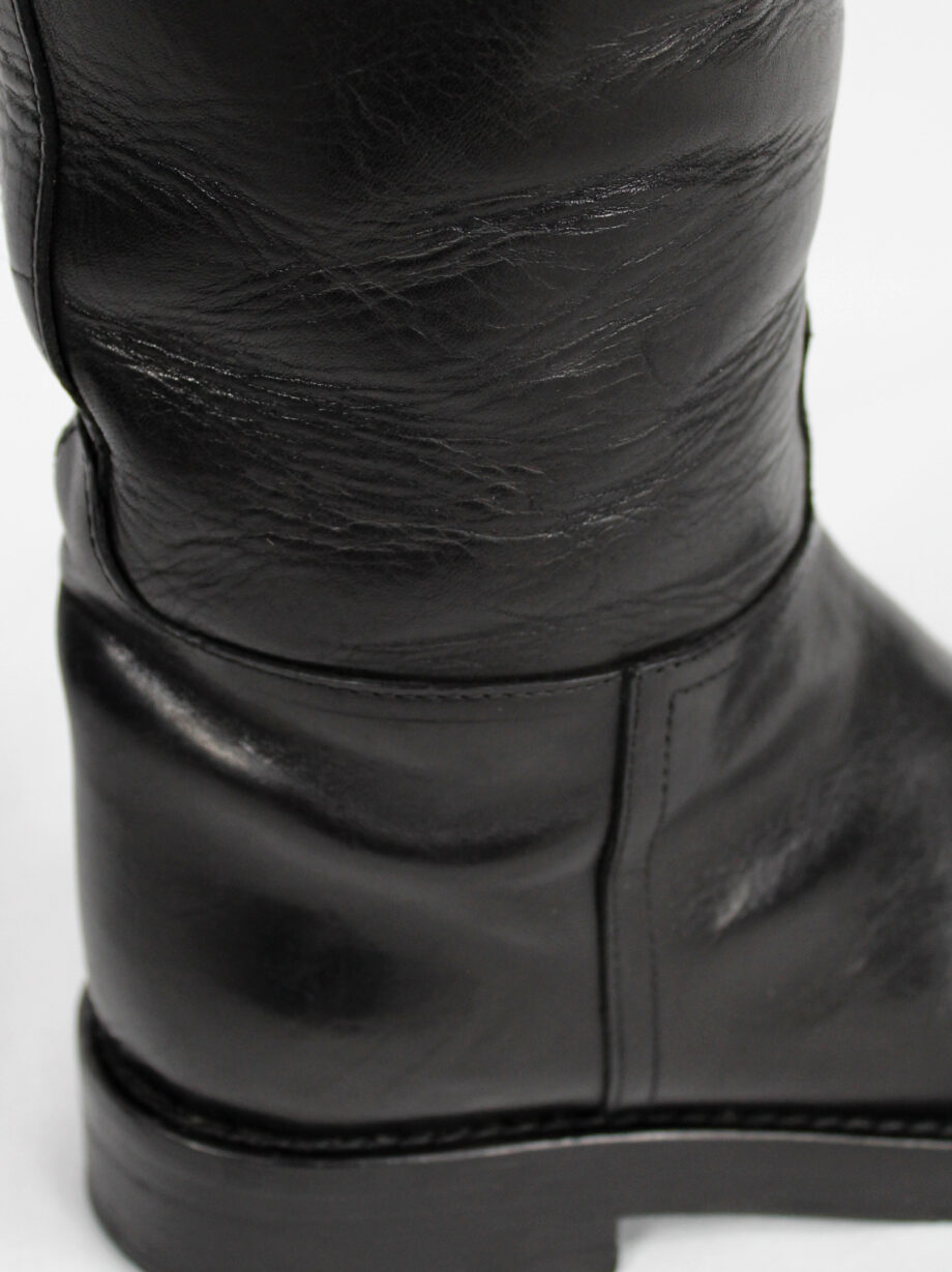 Ann Demeulemeester Blanche black vitello riding boots with belt strap detail (17)