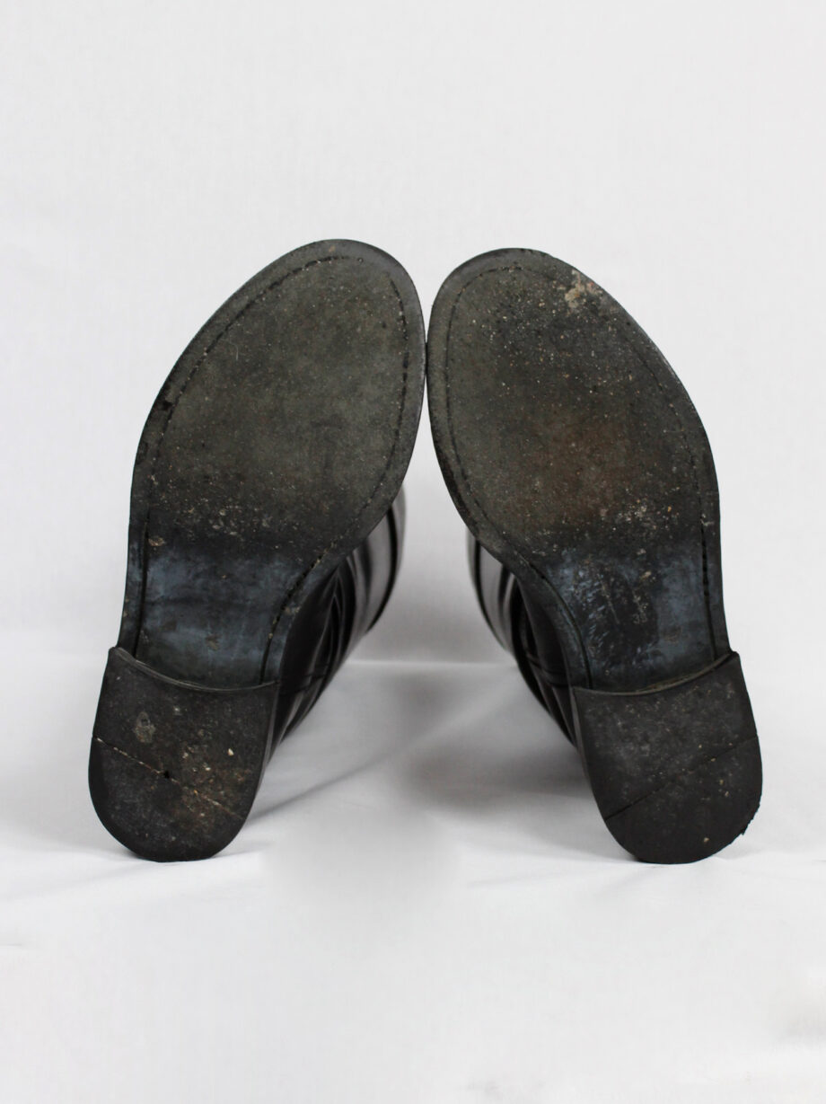 Ann Demeulemeester Blanche black vitello riding boots with belt strap detail (20)