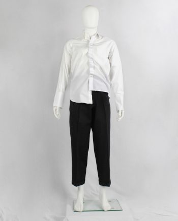 vintage Maison Martin Margiela artisanal white shirt made of two different shirts fused together spring 2003