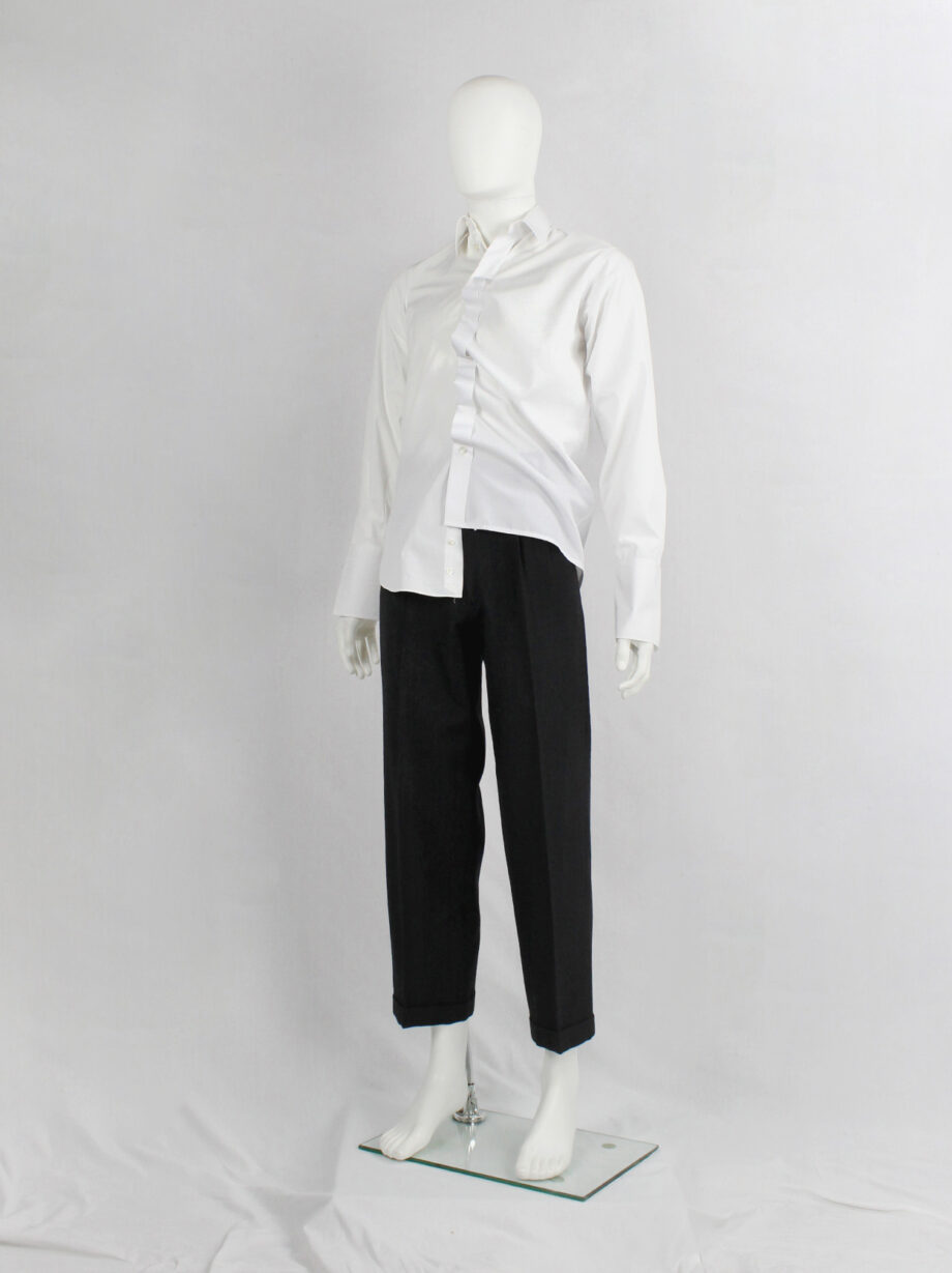 vintage Maison Martin Margiela artisanal white shirt made of two different shirts fused together spring 2003 (4)