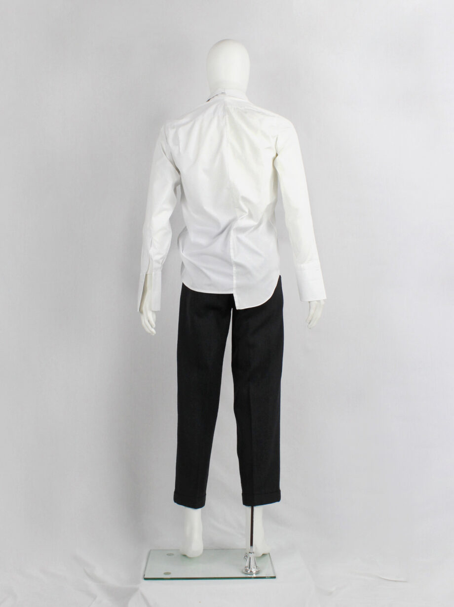 vintage Maison Martin Margiela artisanal white shirt made of two different shirts fused together spring 2003 (5)