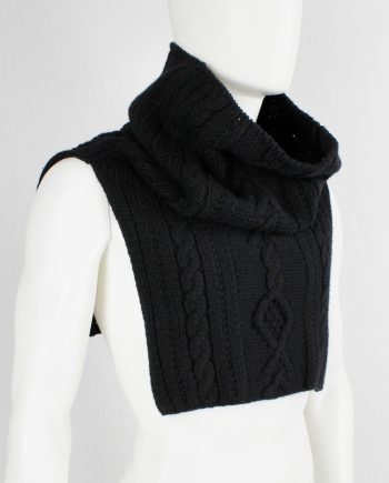 Y's Yohji Yamamoto black knit poncho scarf with oversized turtleneck collar