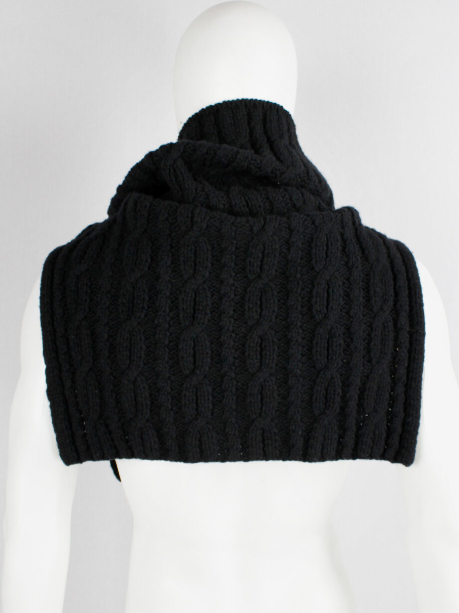 vintage Yohji Yamamoto black knit poncho scarf with oversized turtleneck collar (5)