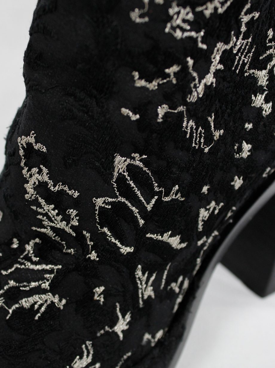 Ann Demeulemeester black ankle boots with curved heel and stitched scribbles spring 2015 (7)