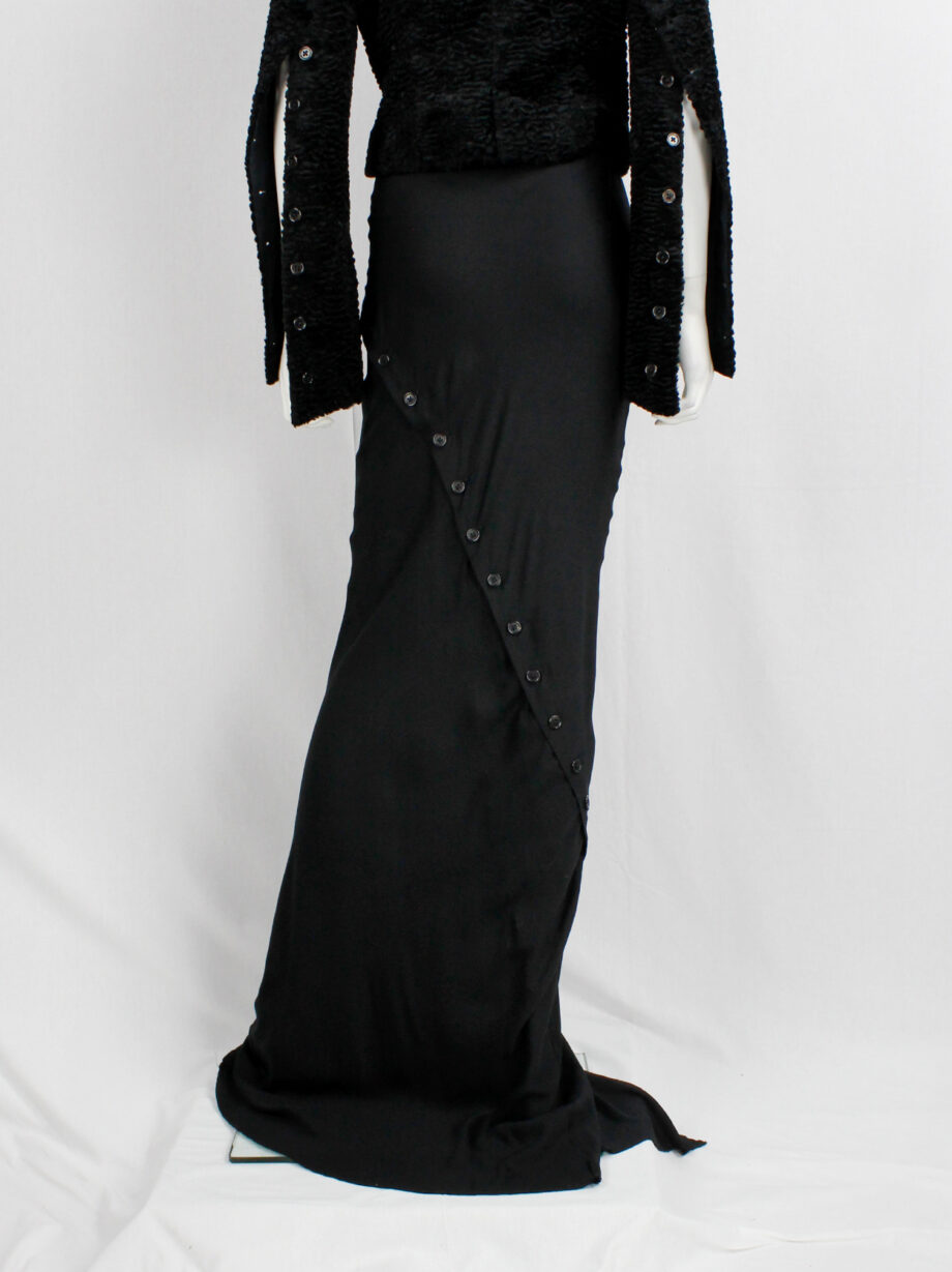 Ann Demeulemeester black floor length skirt with buttoned slit twisting around fall 2010 (1)