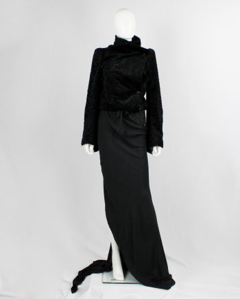 Ann Demeulemeester black floor length skirt with buttoned slit twisting around — fall 2010