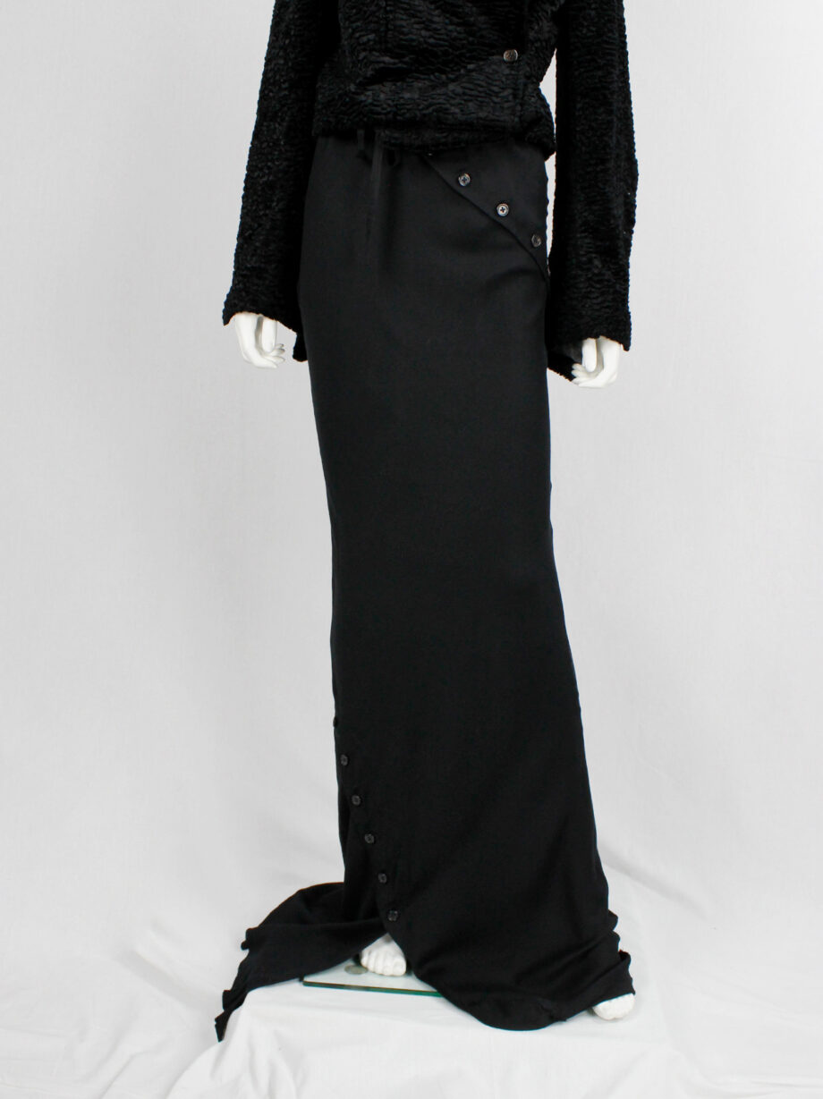 Ann Demeulemeester black floor length skirt with buttoned slit twisting around fall 2010 (6)