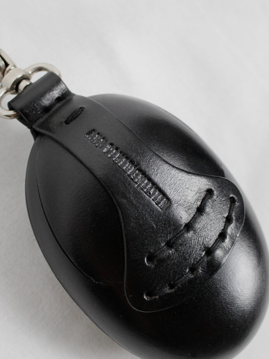 Ann Demeulemeester black large leather egg pouch attached to a key ring (15)