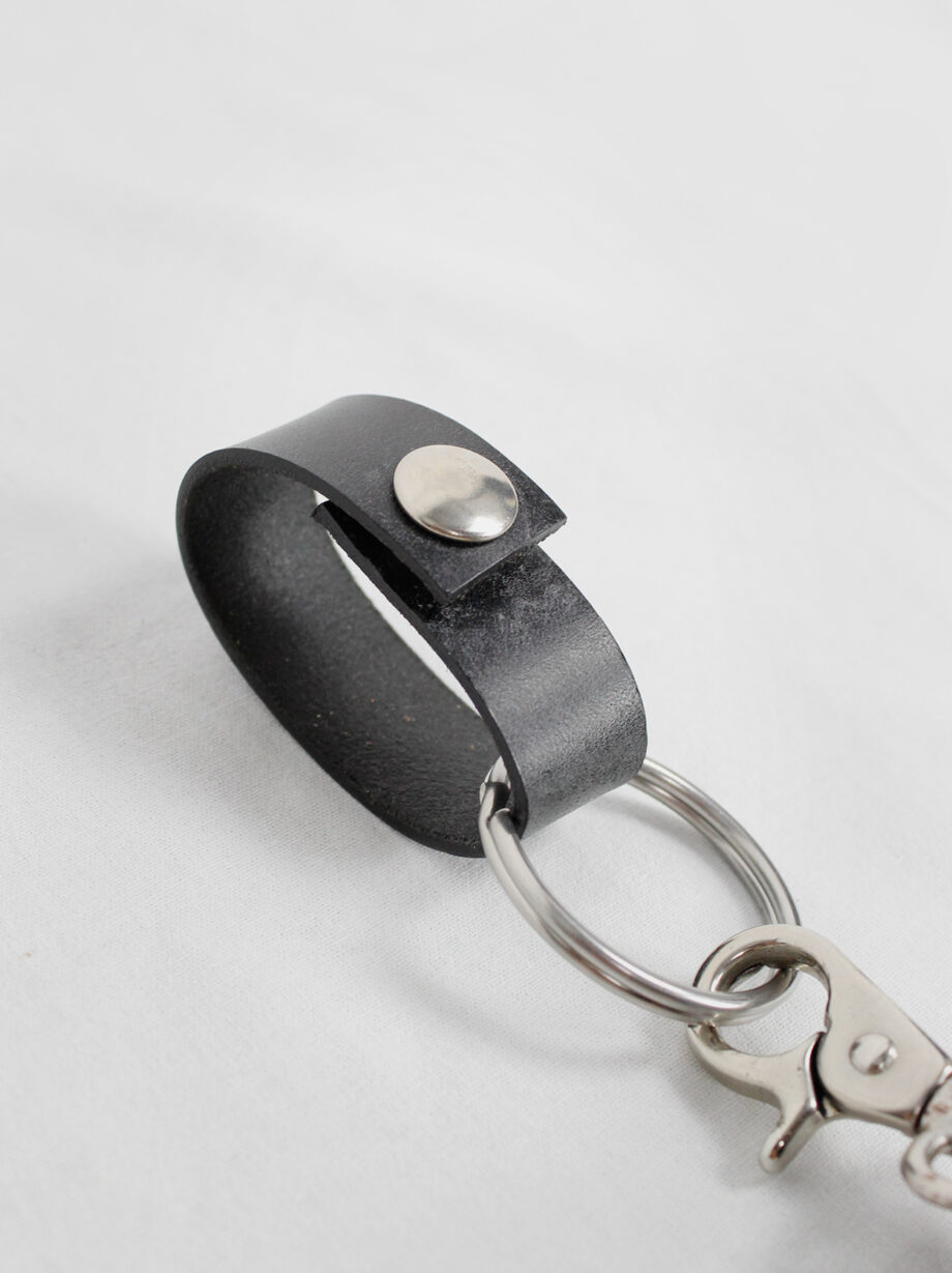 Ann Demeulemeester black large leather egg pouch attached to a key ring (6)