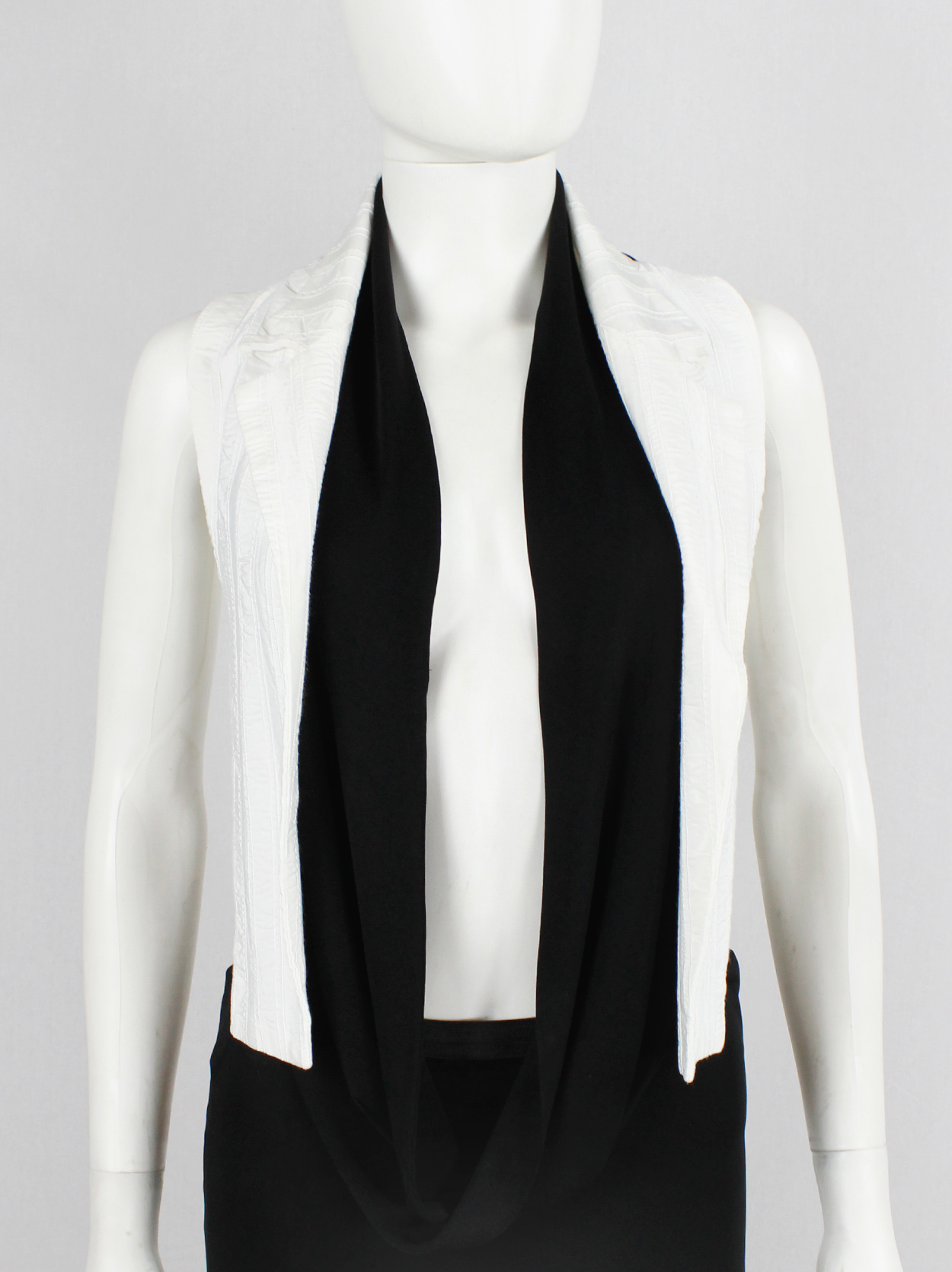 Ann Demeulemeester white waistcoat or bib with open laced back — spring ...