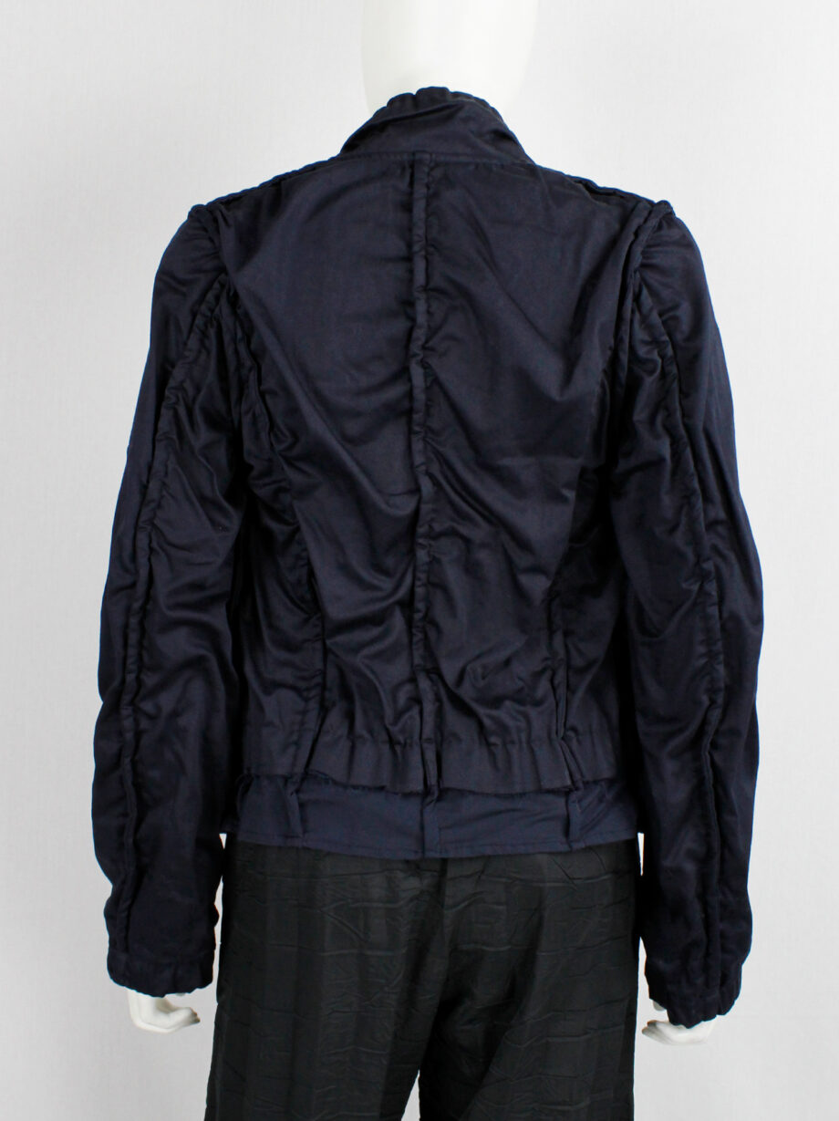 Comme des Garcons dark blue crushed blazer with outwards seams AD 1995 (1)