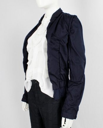vintage Comme des Garcons dark blue crushed blazer with outwards seams 2000