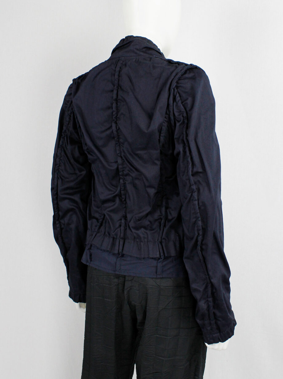 Comme des Garcons dark blue crushed blazer with outwards seams AD 1995 (2)