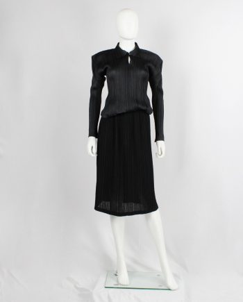 Issey Miyake Fete black straight midi-skirt with fine pressed pleats