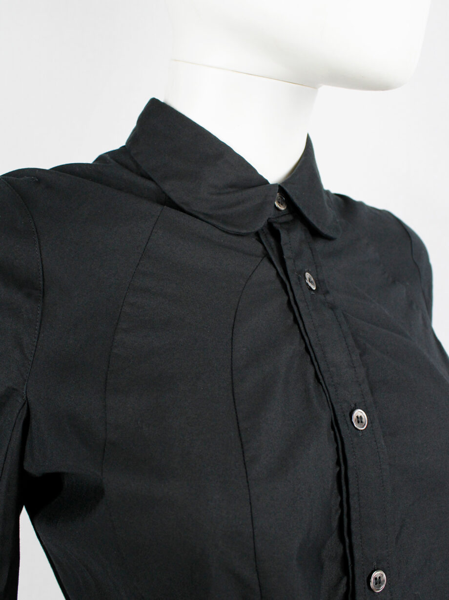vintage Junya Watanabe black long shirt with draped kangaroo front spring 2010 (4)