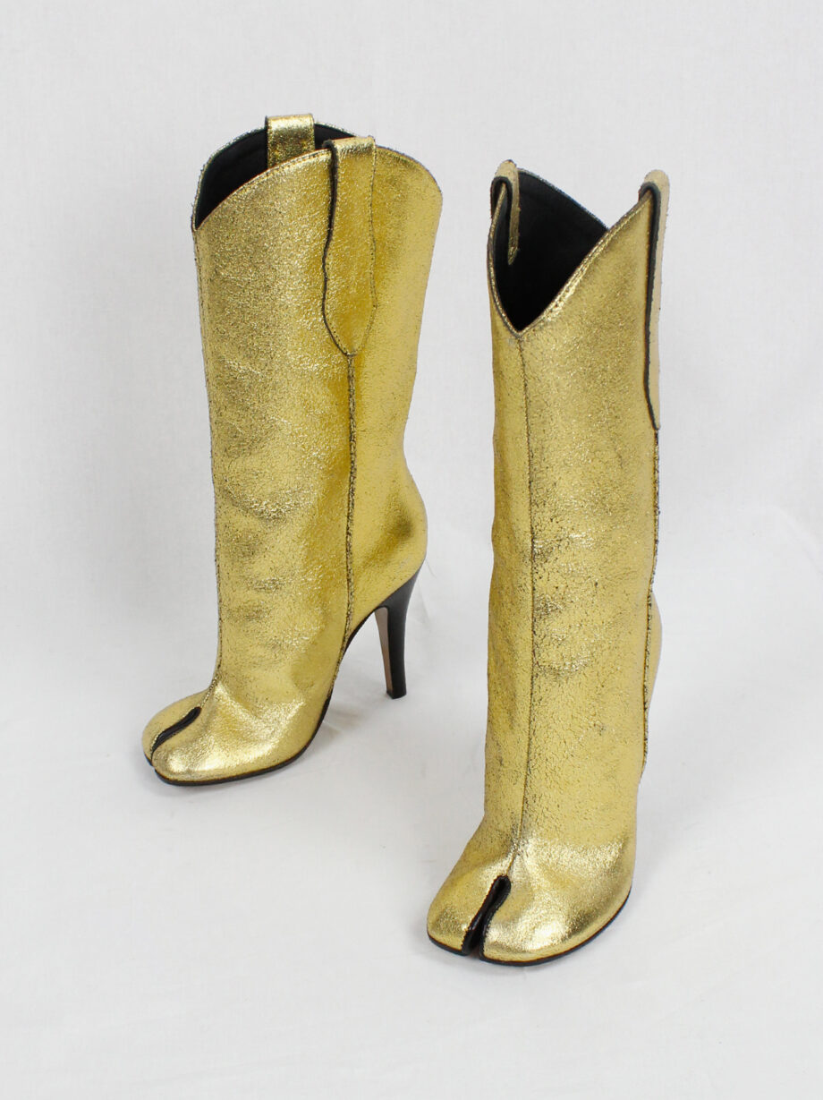 vintage Maison Margiela gold cowboy boots with tabi toes and stiletto heel 35 (3)