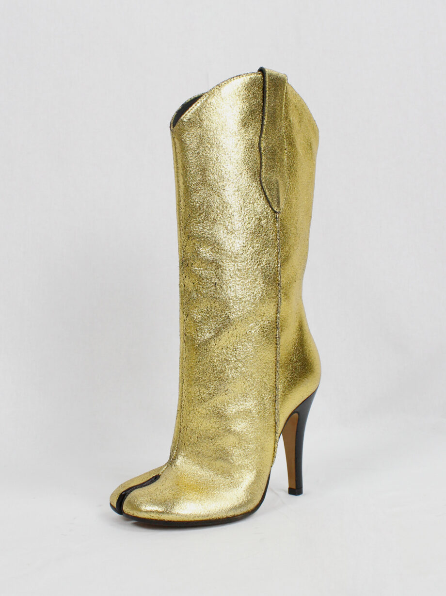 vintage Maison Margiela gold cowboy boots with tabi toes and stiletto heel 35 (5)