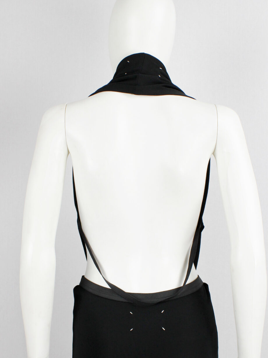 vintage Maison Martin Margiela black ensemble of a maxi skirt and a backless draped cowl top spring 2006 (13)