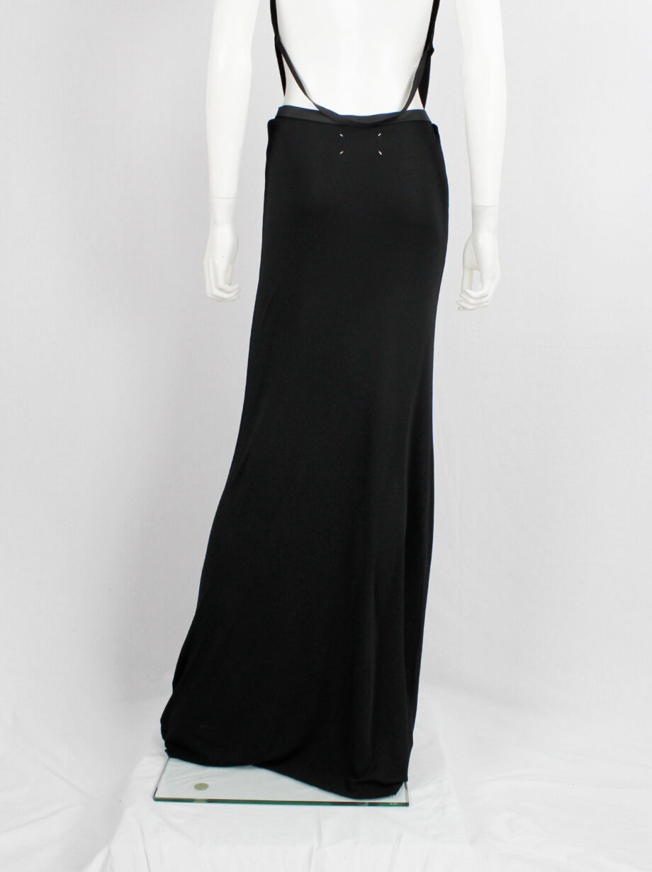 vintage Maison Martin Margiela black ensemble of a maxi skirt and a backless draped cowl top spring 2006 (14)